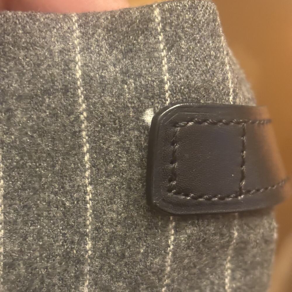 TUMI Chatham East West Satchel Bag Gray Pinstripe Wool & Leather MSRP $495 Italy - Picture 13 of 16